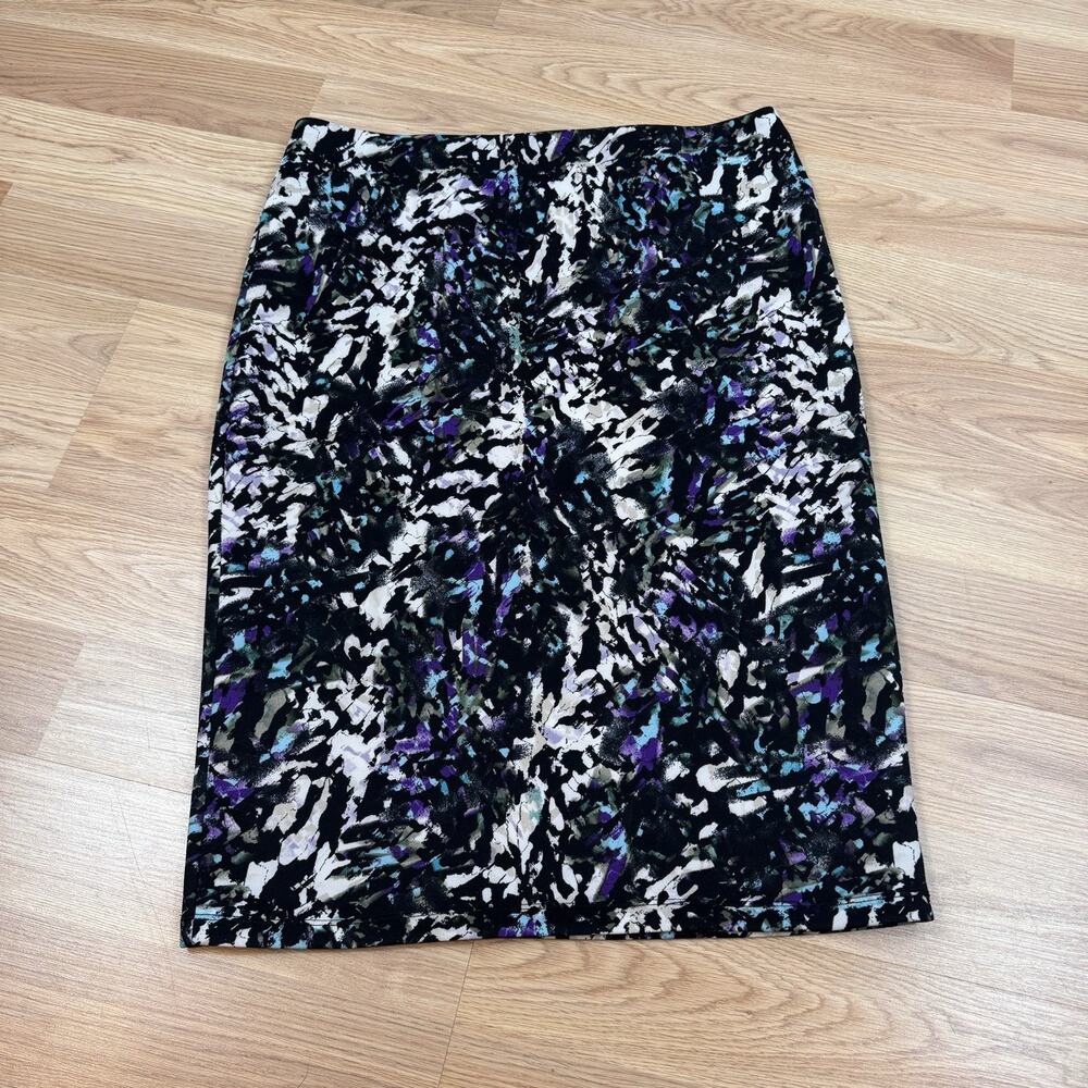 Women’s Mossimo Skirt Abstract Print Purple White Black Funky Art To Wear XL